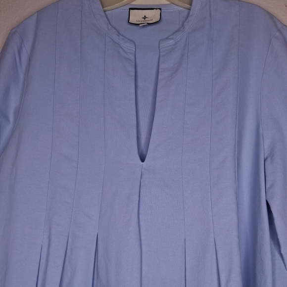 Tuckernuck Luella Mini Dress Sky Blue Pleated Cotton Pockets Summer Size Large - Picture 15 of 16
